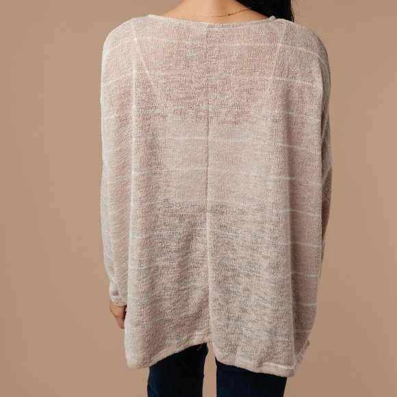 Lightweight Striped Pullover in Taupe - Picture 3 of 3